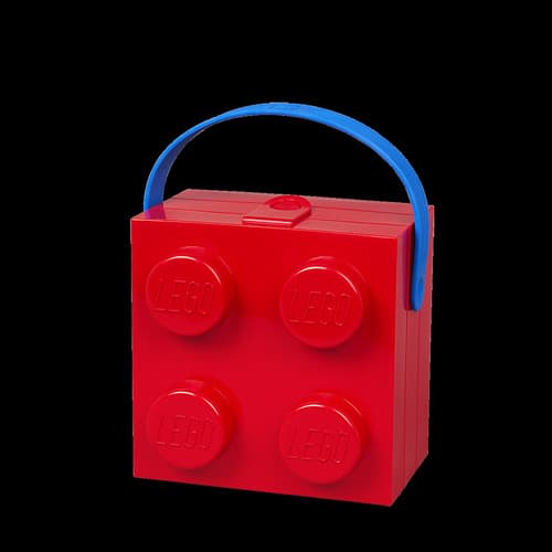LEGO Storage Case: Bright Red with Blue Handle poster